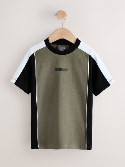 Dsiney Kidz - Khaki/White Sport Colourblock Short Sleeve T-Shirt (3-16yrs) image 5