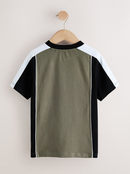 Dsiney Kidz - Khaki/White Sport Colourblock Short Sleeve T-Shirt (3-16yrs) image 6