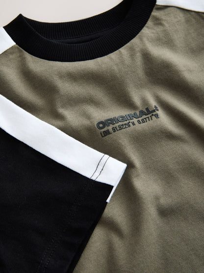 Dsiney Kidz - Khaki/White Sport Colourblock Short Sleeve T-Shirt (3-16yrs) image 7