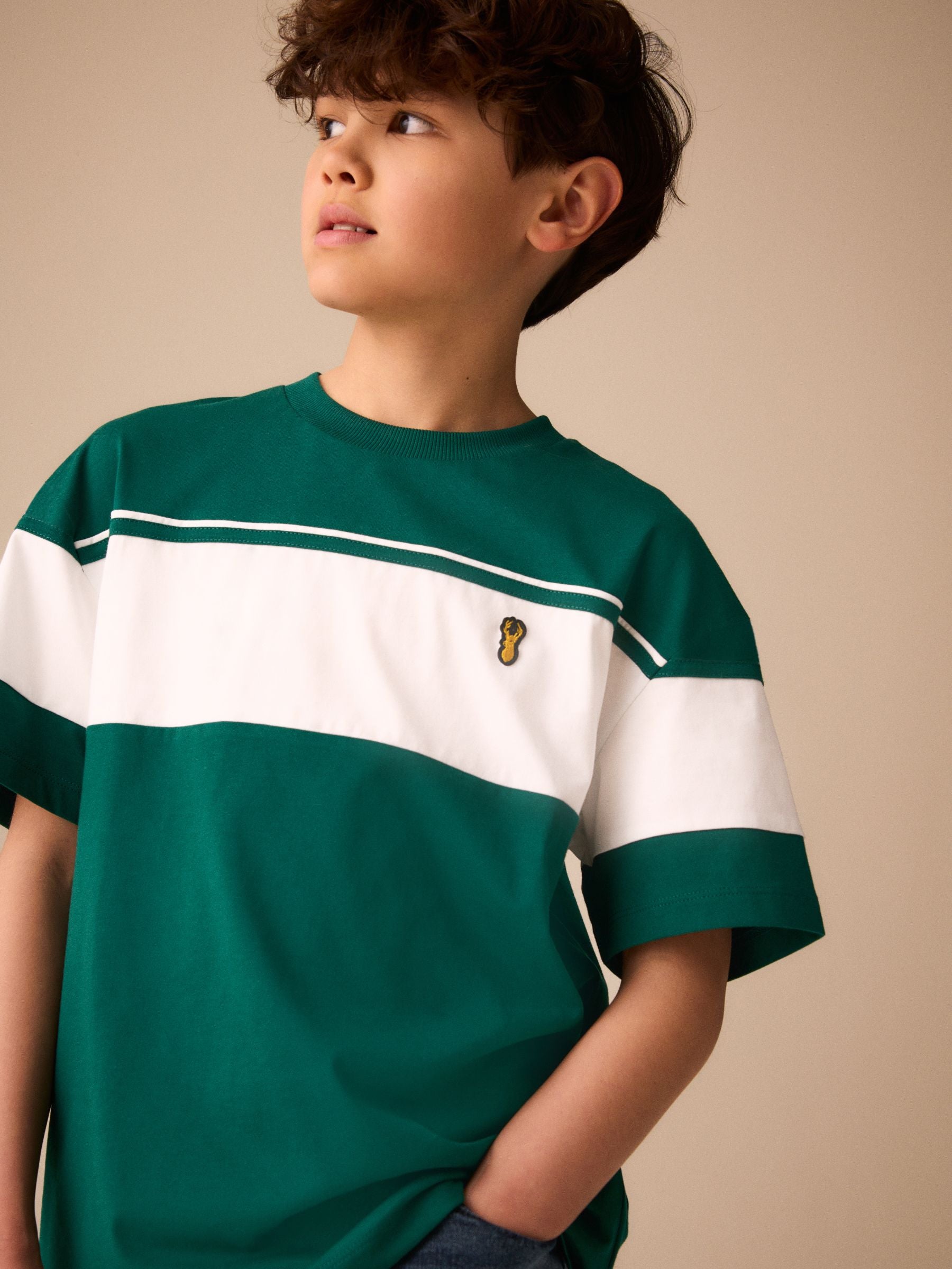 Dsiney Kidz - Green/White Colourblock Short Sleeve T-Shirt (3-16yrs) image 3