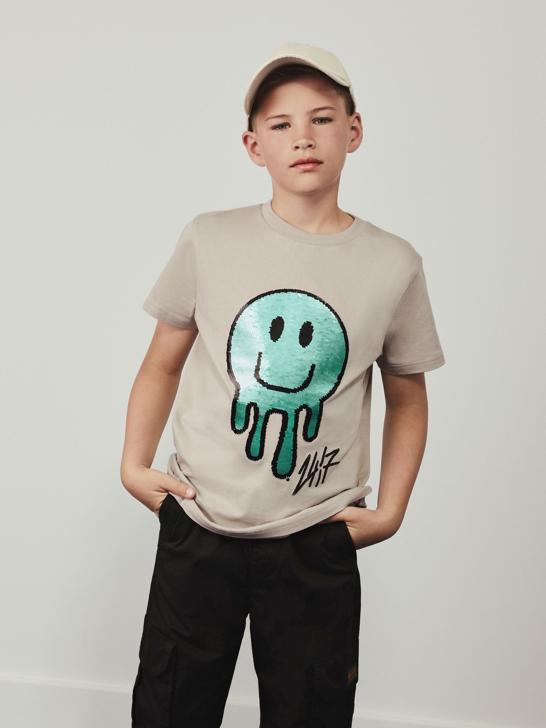 Dsiney Kidz - Cement Smile Sequin Regular Fit Short Sleeve Graphic Print T-Shirt (3-16yrs) image 1