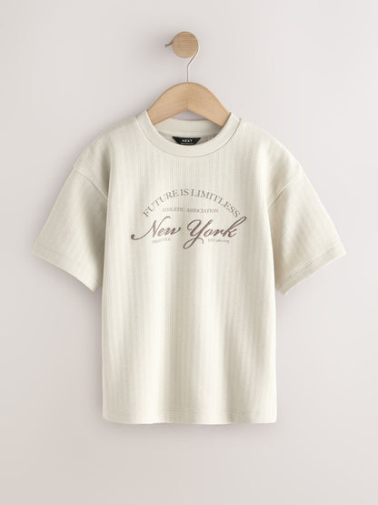 Dsiney Kidz - Ecru Textured Short Sleeve T-Shirt (3-16yrs) image 1