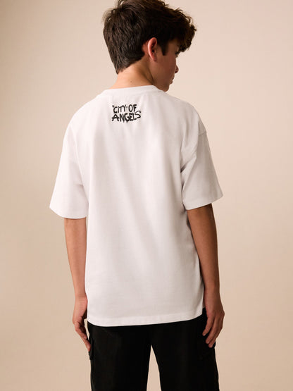 Dsiney Kidz - White Graffiti Cherub Short Sleeve Graphic T-Shirt (3-16yrs) image 3