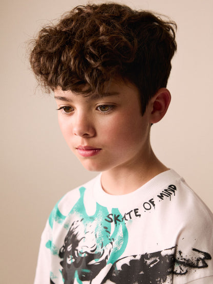 Dsiney Kidz - White Graffiti Cherub Short Sleeve Graphic T-Shirt (3-16yrs) image 4