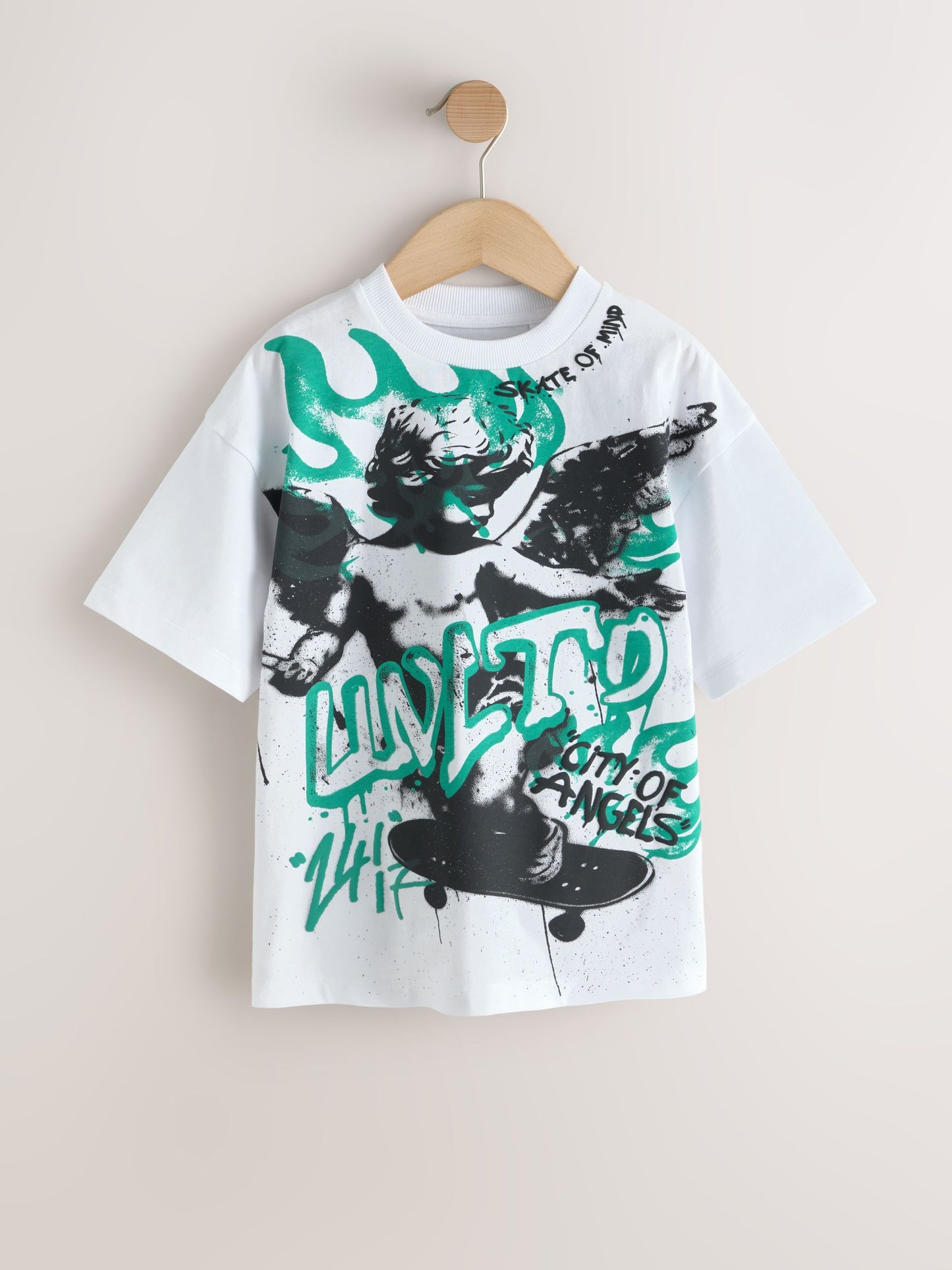 Dsiney Kidz - White Graffiti Cherub Short Sleeve Graphic T-Shirt (3-16yrs) image 5