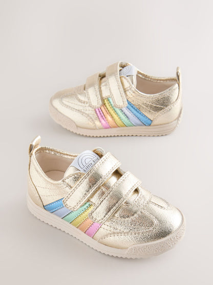 Little Bird by Jools Oliver Gold Younger Metallic Rainbow Trainers image 2