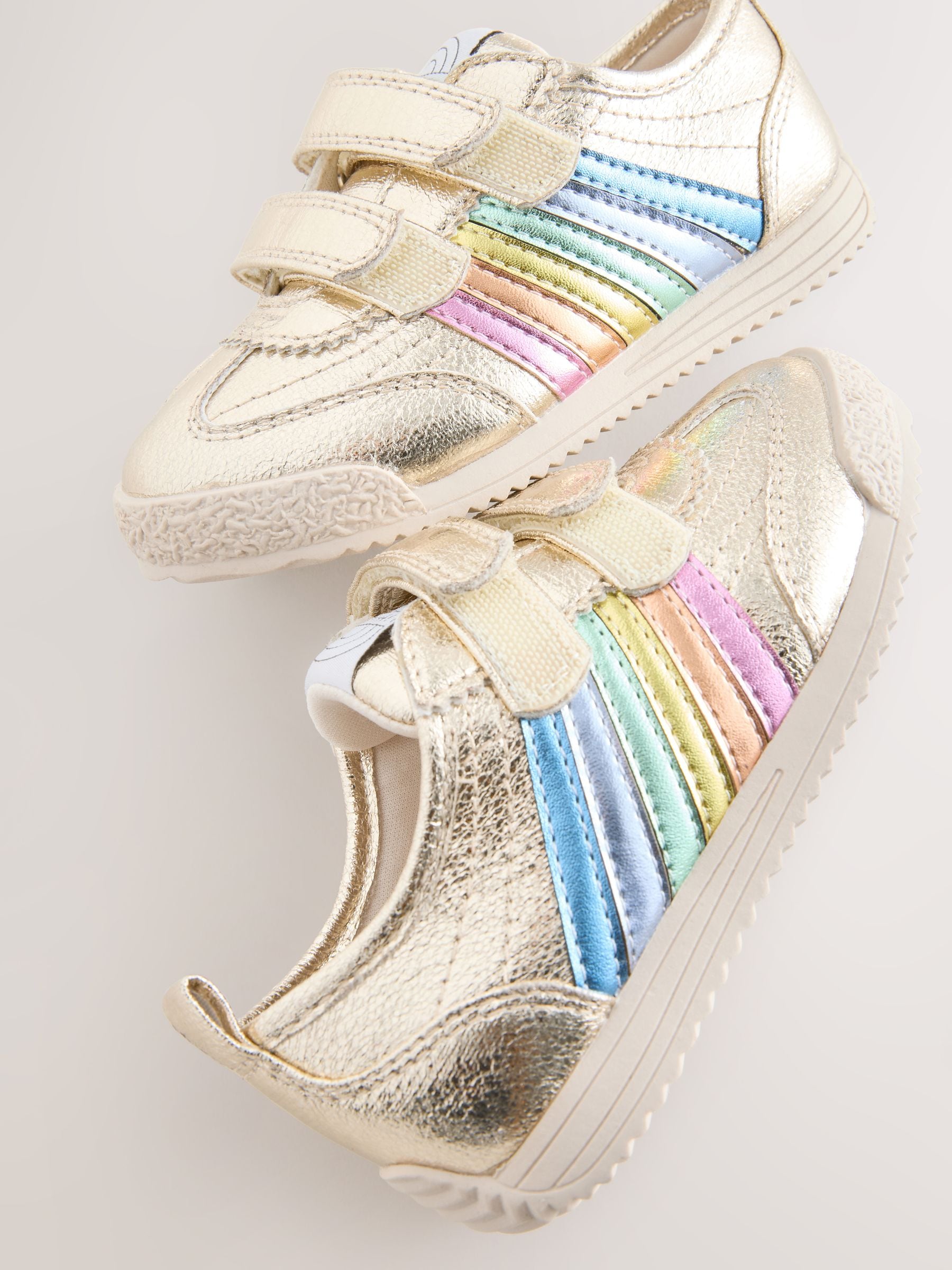 Little Bird by Jools Oliver Gold Younger Metallic Rainbow Trainers image 5