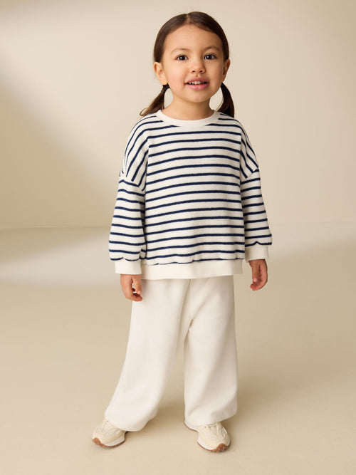 Dsiney Kidz - Ecru/Navy Stripe Long Sleeve Top and Wide Leg Joggers Set (3mths-7yrs) image 1