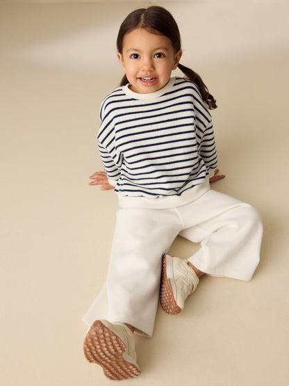 Ecru/Navy Stripe Long Sleeve Top and Wide Leg Joggers Set (3mths-7yrs) image 3