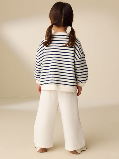 Ecru/Navy Stripe Long Sleeve Top and Wide Leg Joggers Set (3mths-7yrs) image 4