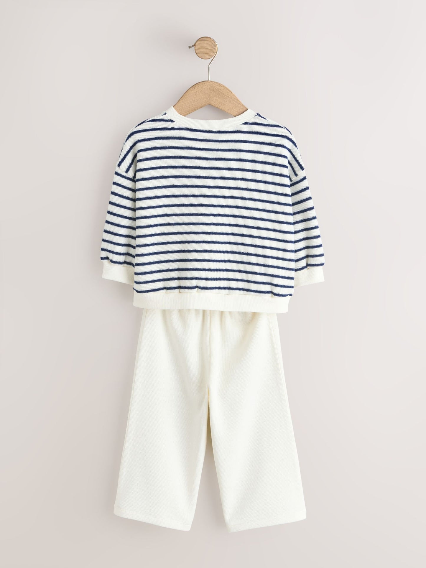 Ecru/Navy Stripe Long Sleeve Top and Wide Leg Joggers Set (3mths-7yrs) image 7