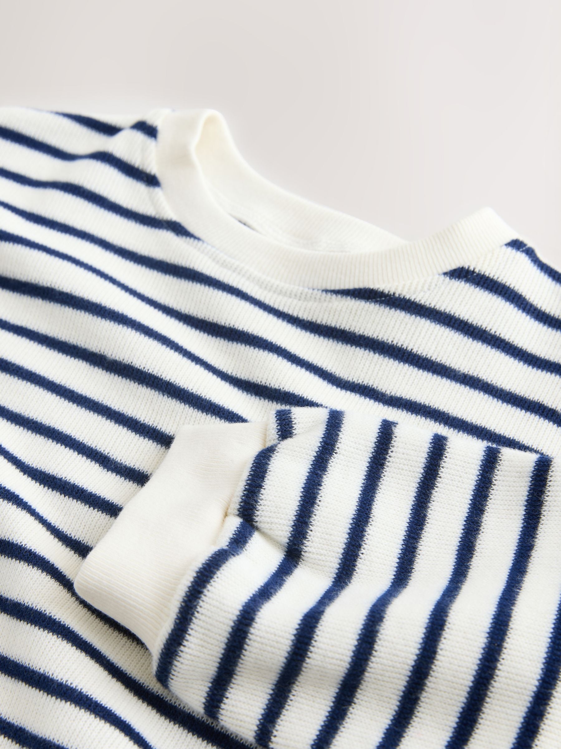 Ecru/Navy Stripe Long Sleeve Top and Wide Leg Joggers Set (3mths-7yrs) image 8
