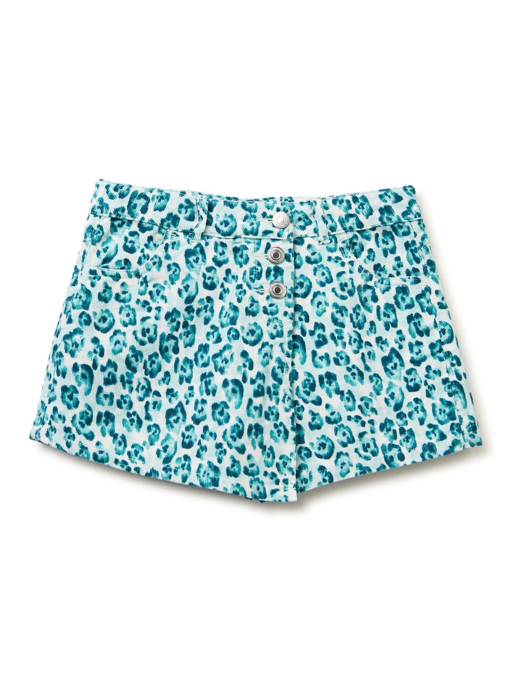 Dsiney Kidz - Benetton Blue Leopard Print Velvet Skort image 1