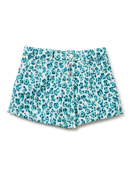 Dsiney Kidz - Benetton Blue Leopard Print Velvet Skort image 1