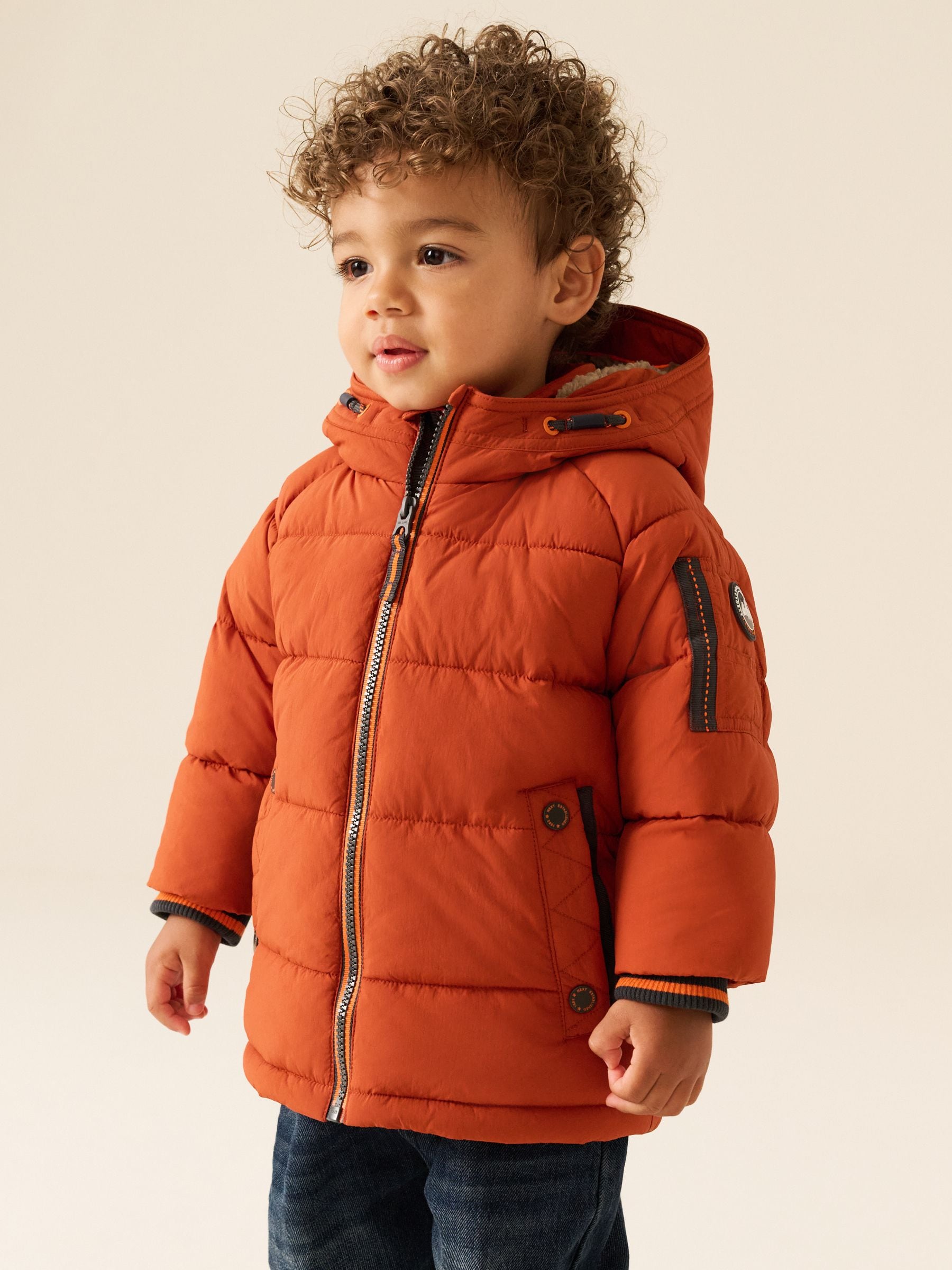 Dsiney Kidz - Orange Borg Lined Padded Coat (6mths-7yrs) image 4