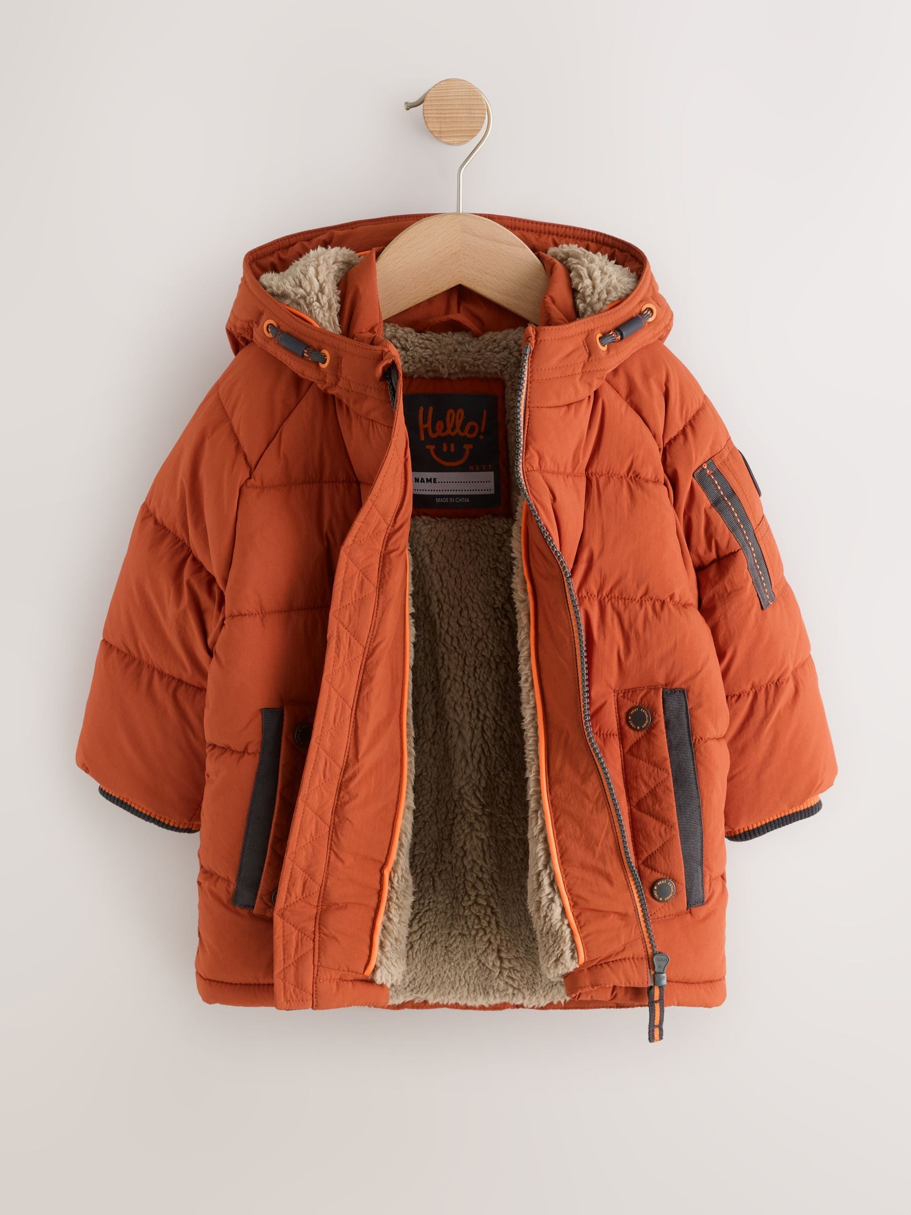 Dsiney Kidz - Orange Borg Lined Padded Coat (6mths-7yrs) image 7