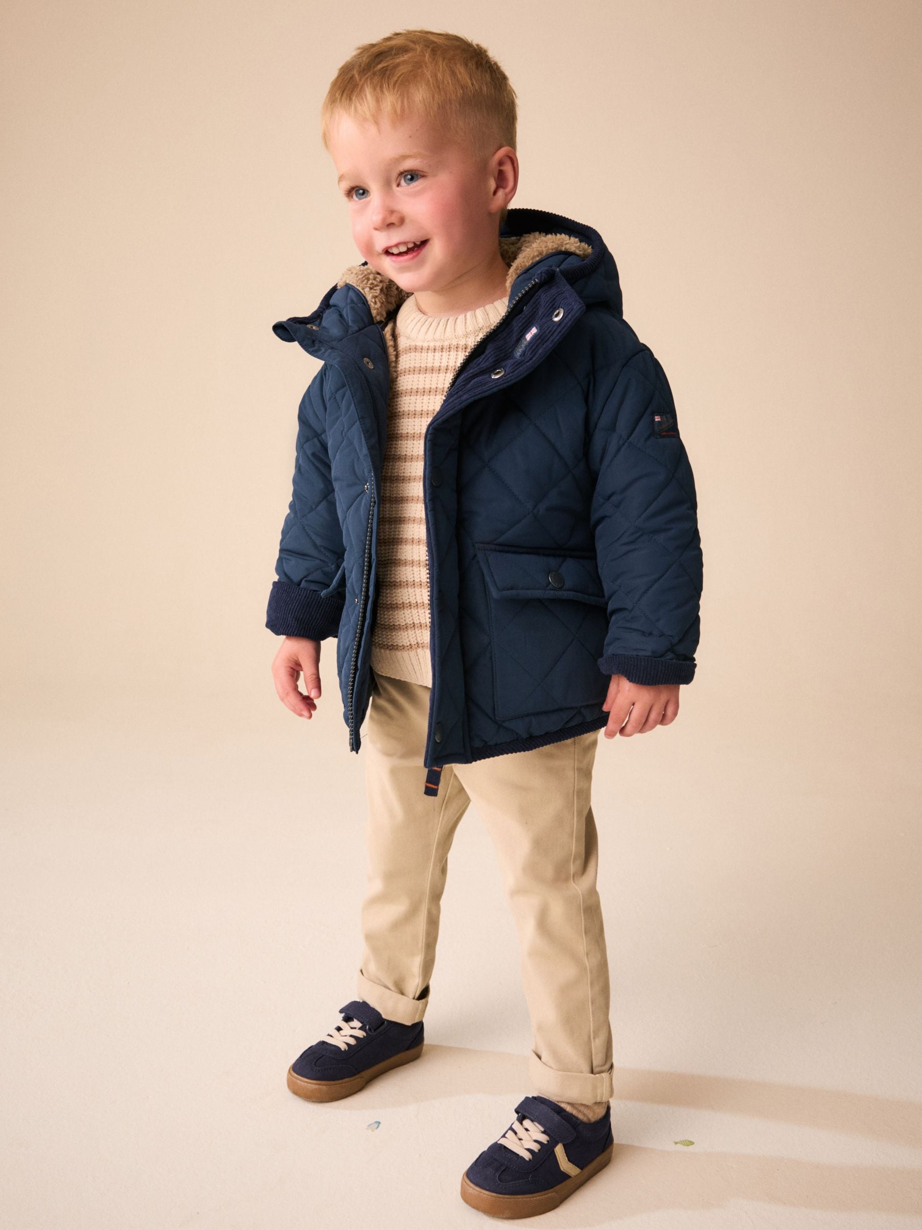 Dsiney Kidz - Navy Quilted Borg Lined Coat (3mths-7yrs) image 2