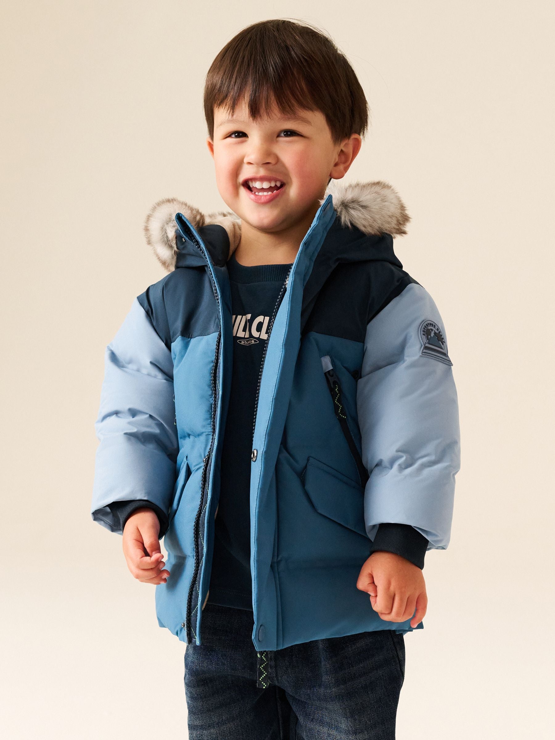 Dsiney Kidz - Blue Colour Block Waterproof Padded Coat (12mths-10yrs) image 2