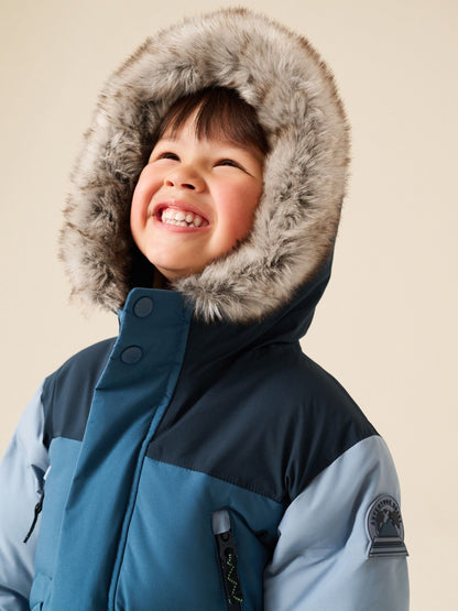 Dsiney Kidz - Blue Colour Block Waterproof Padded Coat (12mths-10yrs) image 5