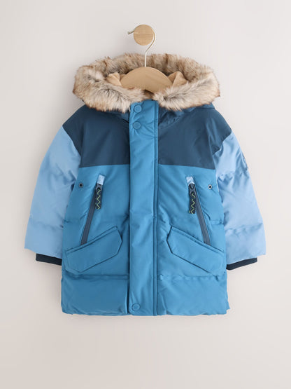 Dsiney Kidz - Blue Colour Block Waterproof Padded Coat (12mths-10yrs) image 6