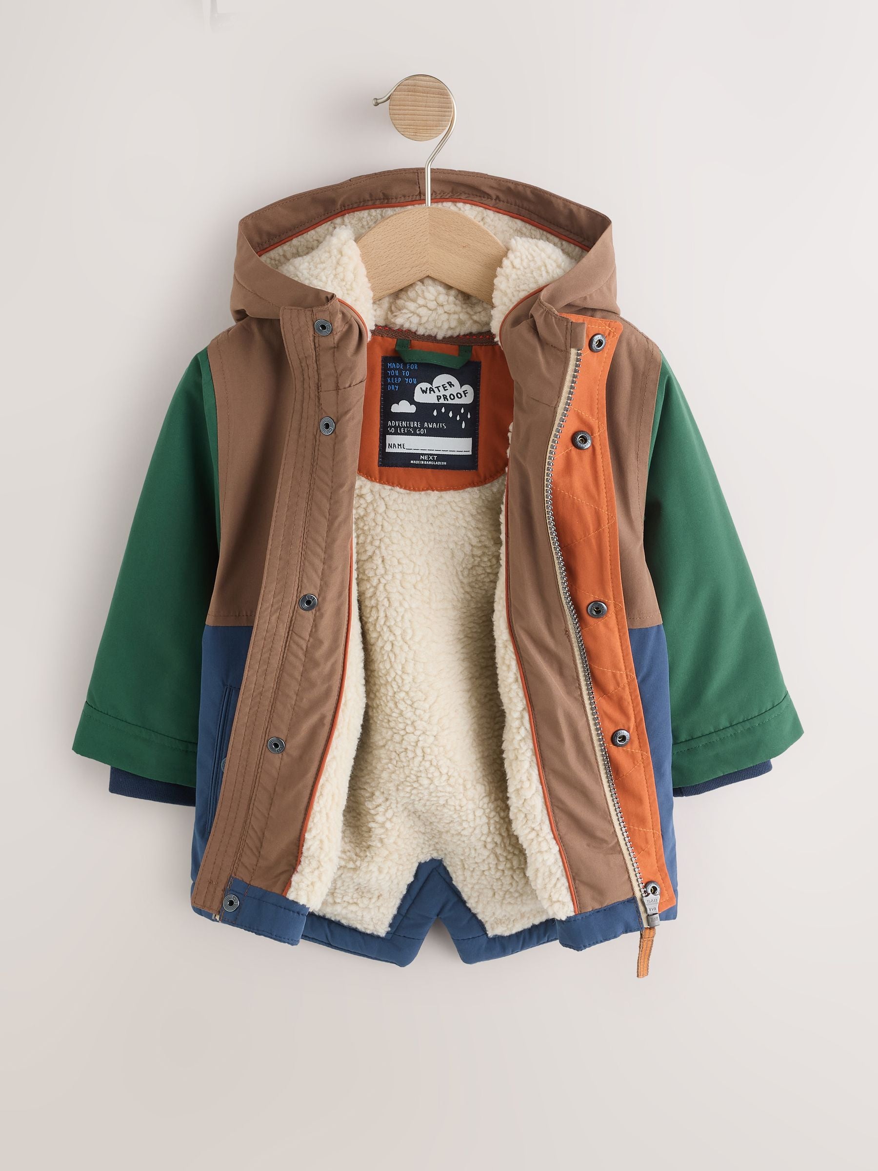 Dsiney Kidz - Multi Colour Block Waterproof Borg Lined Parka (3mths-7yrs) image 2
