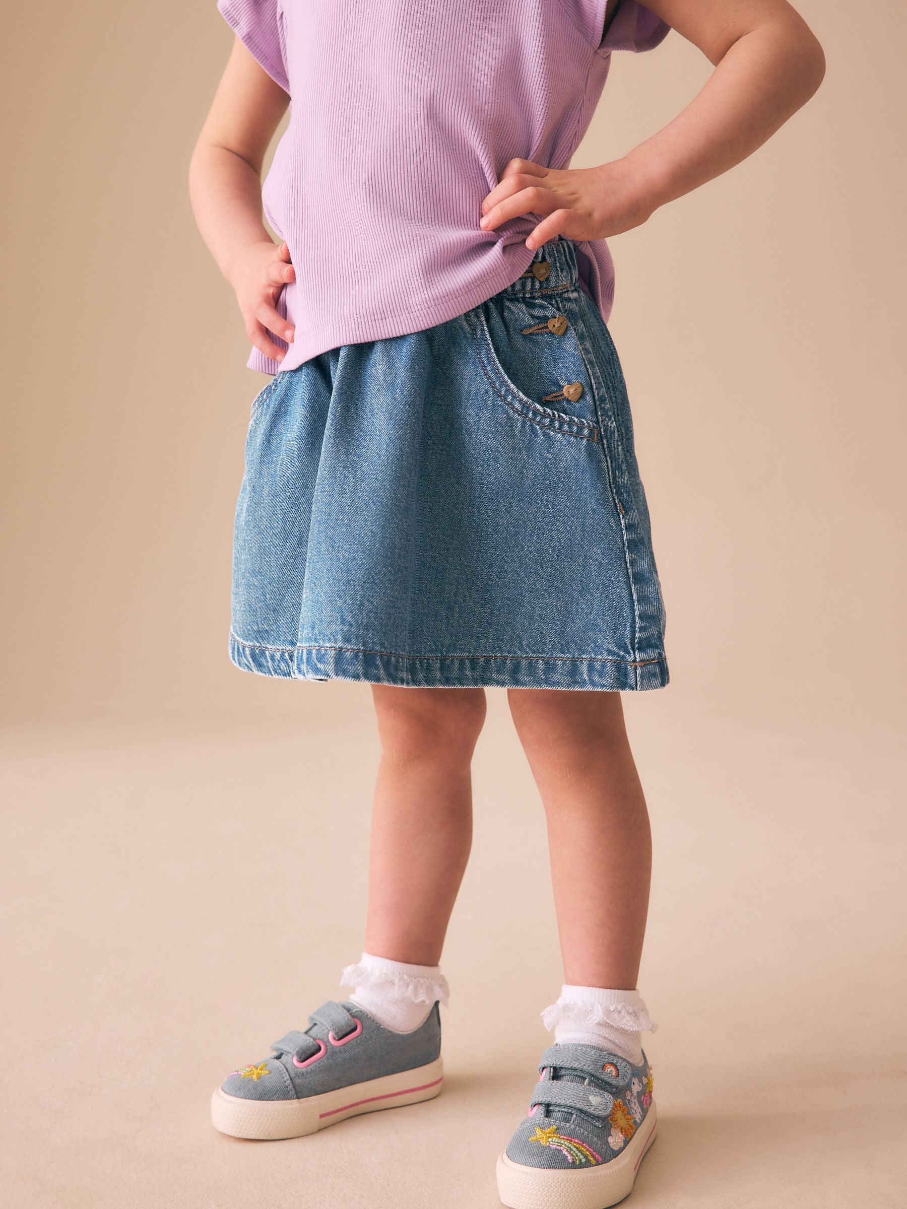 Dsiney Kidz - Mid Blue Denim Button Detail Skirt (3mths-7yrs) image 2