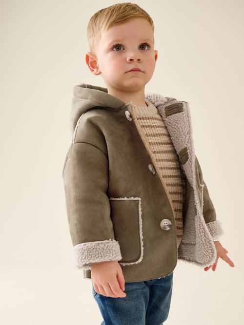 Tan Brown Faux Suede Coat (12mths-7yrs) - image 1