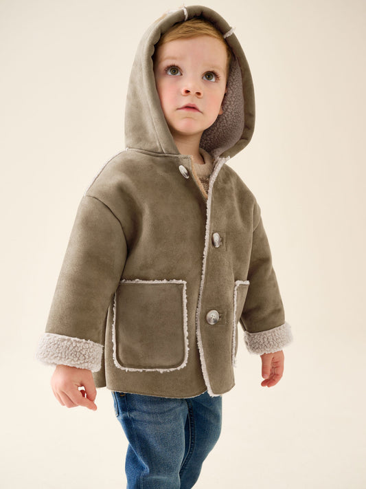 Tan Brown Faux Suede Coat (12mths-7yrs) - image 2
