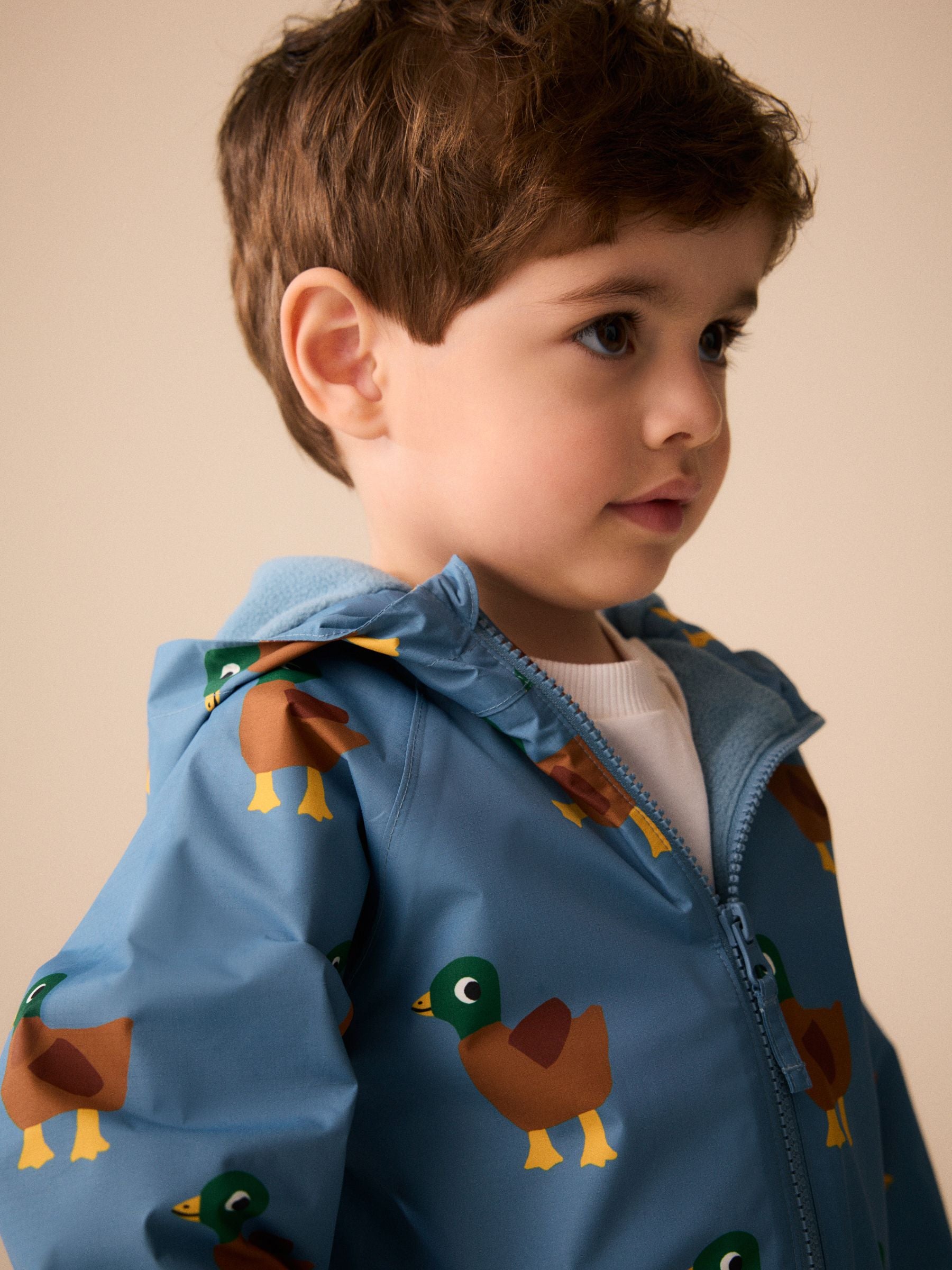Dsiney Kidz - Blue Duck Print Waterproof Fleece Lined Puddlesuit (3mths-7yrs) image 3