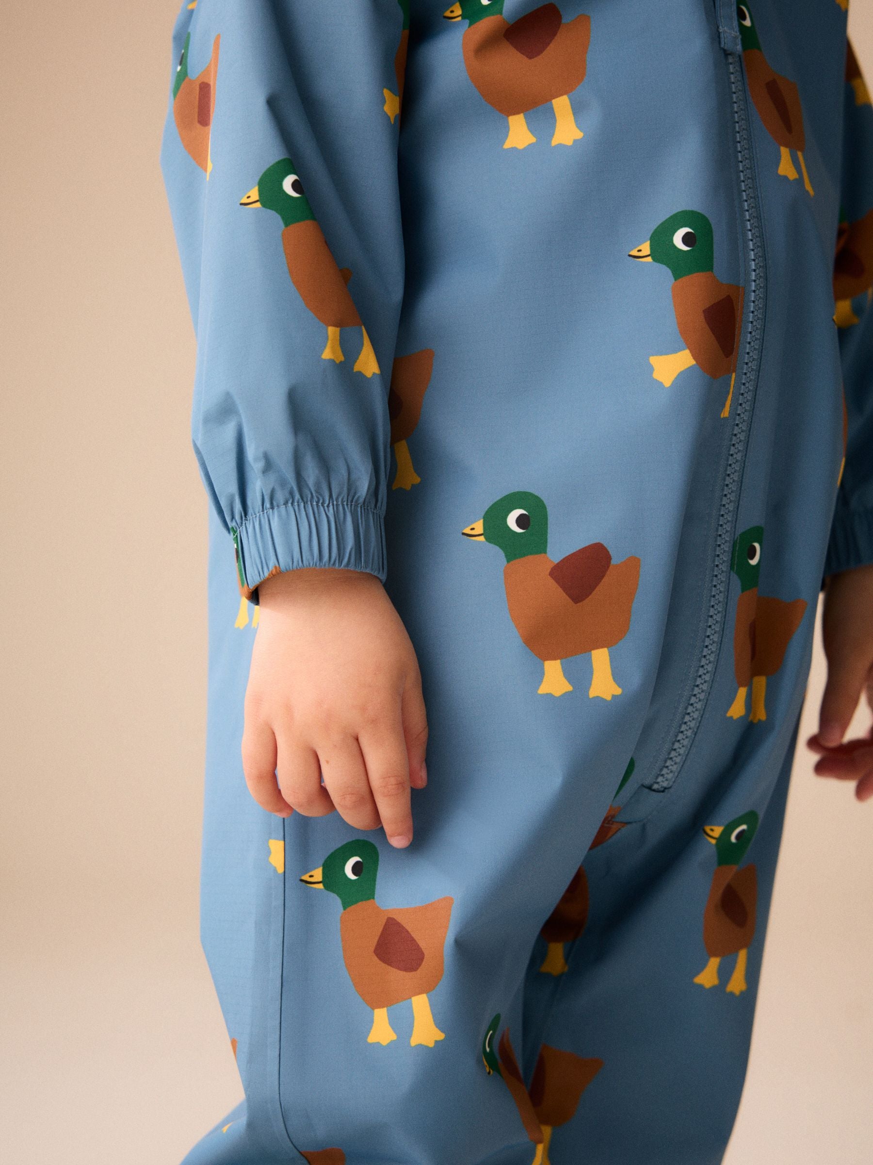 Dsiney Kidz - Blue Duck Print Waterproof Fleece Lined Puddlesuit (3mths-7yrs) image 5