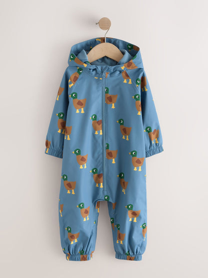 Dsiney Kidz - Blue Duck Print Waterproof Fleece Lined Puddlesuit (3mths-7yrs) image 6