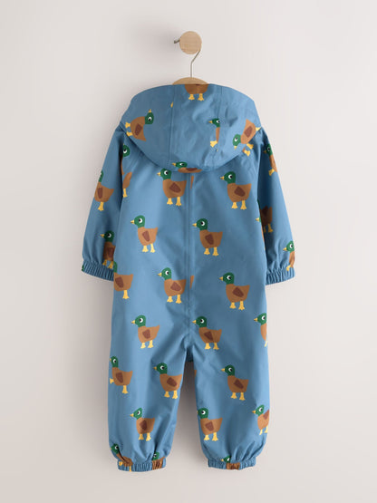 Dsiney Kidz - Blue Duck Print Waterproof Fleece Lined Puddlesuit (3mths-7yrs) image 7