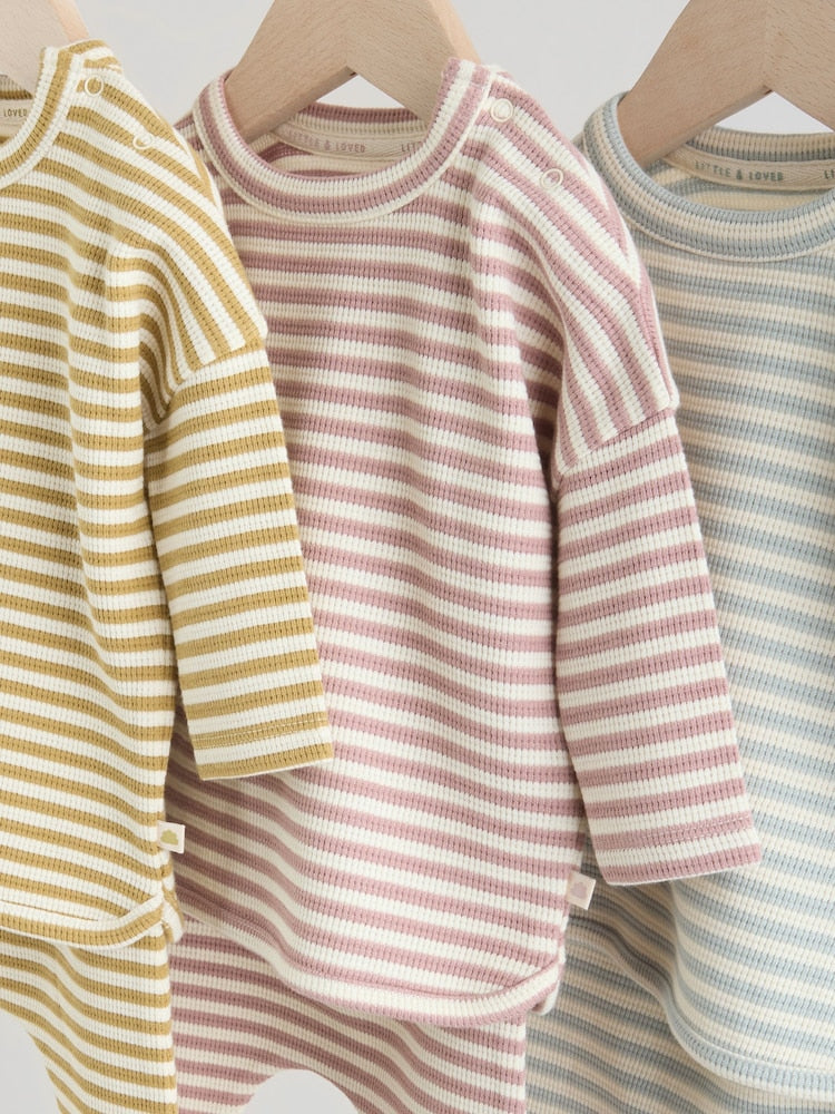 Yellow/Pink/Blue Baby Jersey Tops and Leggings Set 6 Piece (0mths-2yrs)