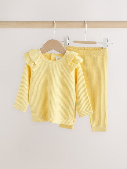 Yellow Baby Knitted Jumper and Leggings Set 2 Piece (0mths-3yrs)