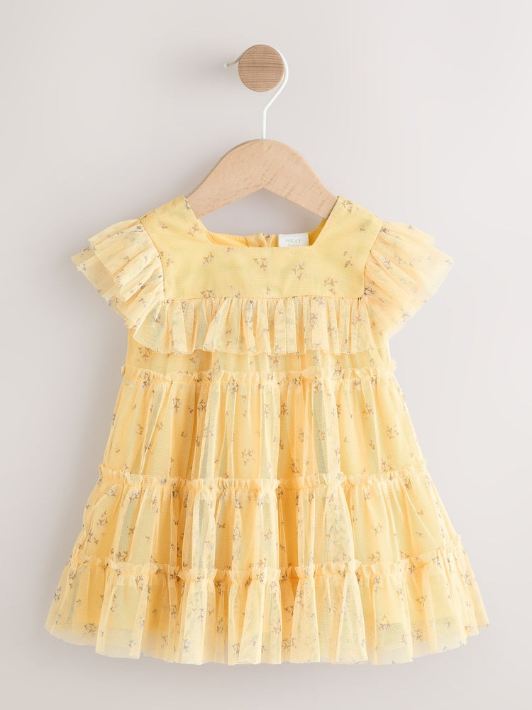 Yellow Ditsy Baby Mesh Dress (0mths-2yrs)