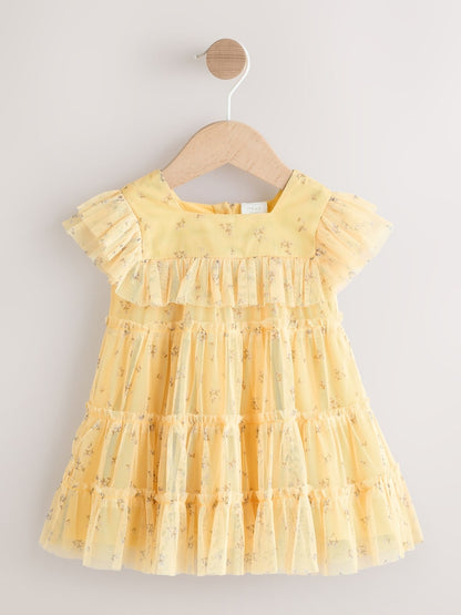 Yellow Ditsy Baby Mesh Dress (0mths-2yrs)