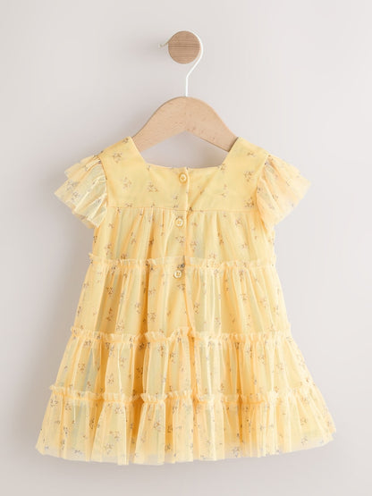 Yellow Ditsy Baby Mesh Dress (0mths-2yrs)