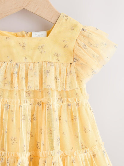 Yellow Ditsy Baby Mesh Dress (0mths-2yrs)
