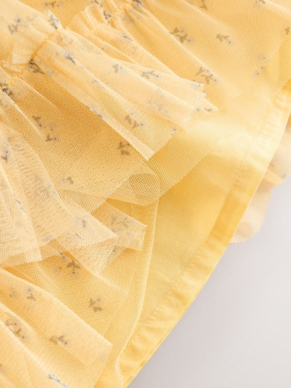 Yellow Ditsy Baby Mesh Dress (0mths-2yrs)