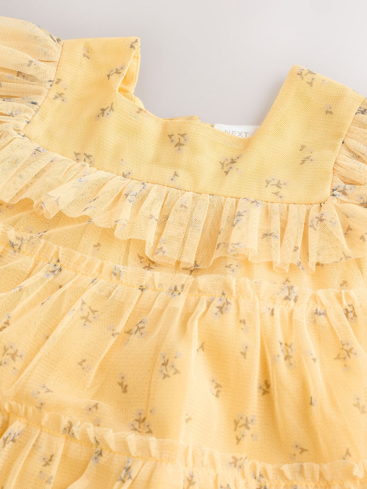 Yellow Ditsy Baby Mesh Dress (0mths-2yrs)
