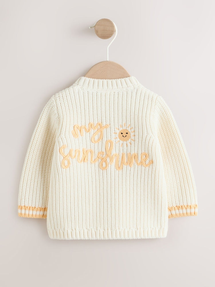 Yellow My Sunshine Knitted Embroidered Baby Cardigan