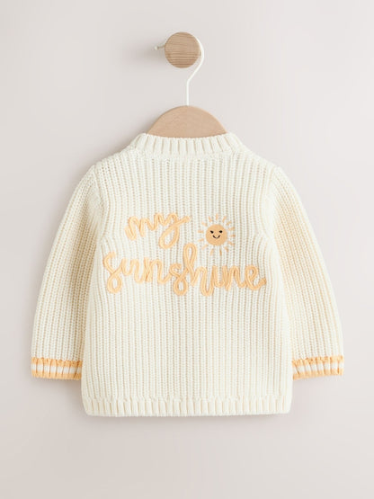 Yellow My Sunshine Knitted Embroidered Baby Cardigan