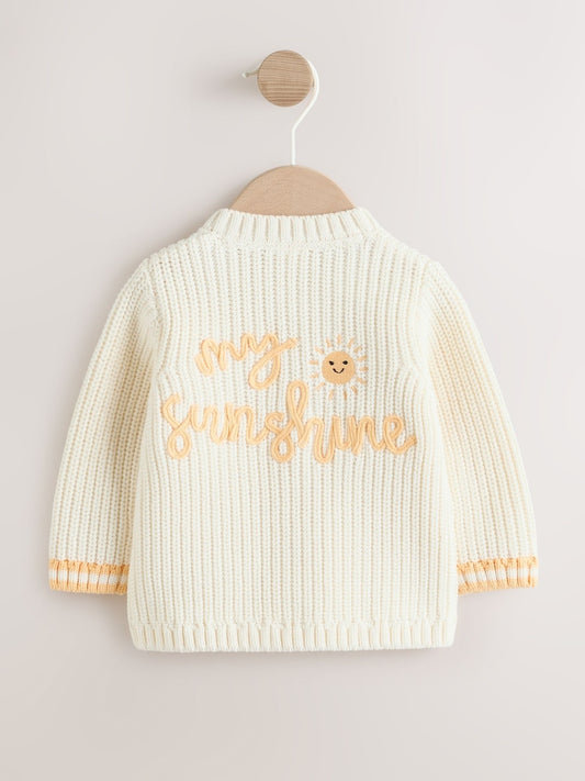 Yellow My Sunshine Knitted Embroidered Baby Cardigan