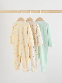 Yellow Spring Character 3 Pack Baby Sleepsuits Immediate