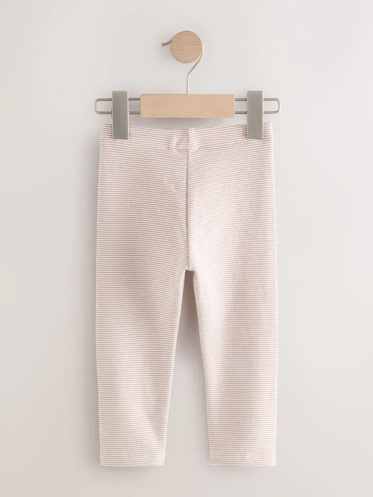 Ecru Stripe Bear Knee Embellished Leggings (3mths-7yrs) Immediate