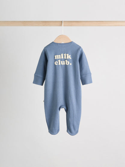 Blue Milk Club Baby Sleepsuits 3 Pack Immediate