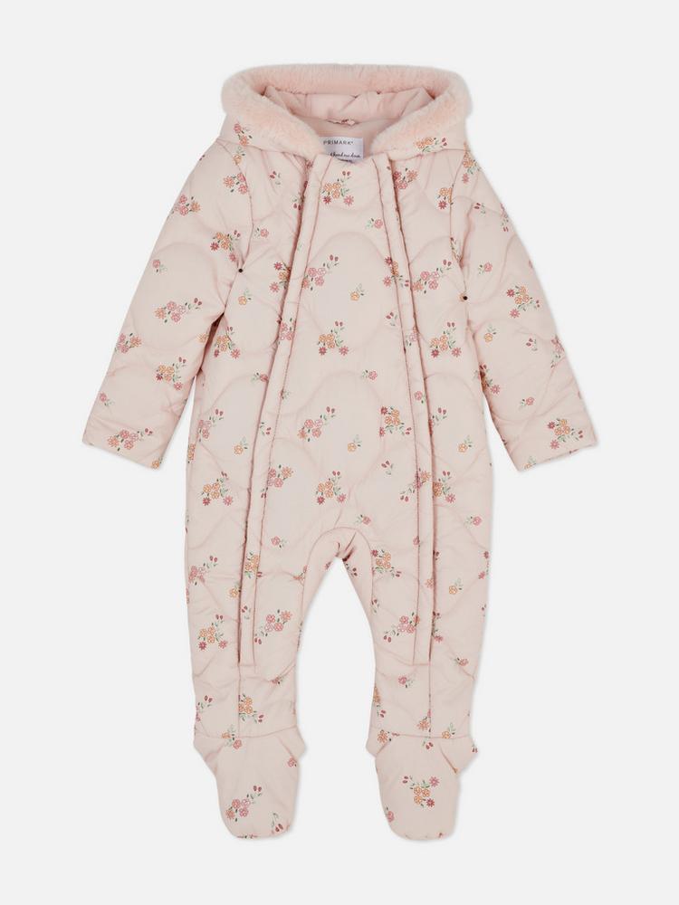 Primark Floral Zip-Up Newborn Pramsuit