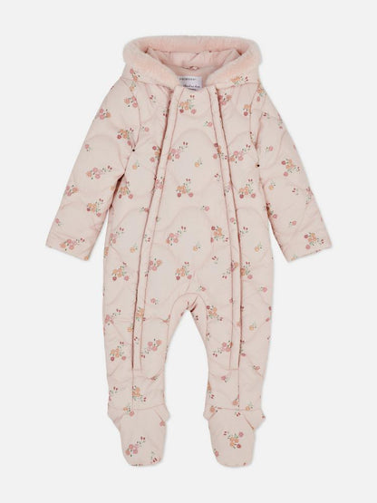 Primark Floral Zip-Up Newborn Pramsuit