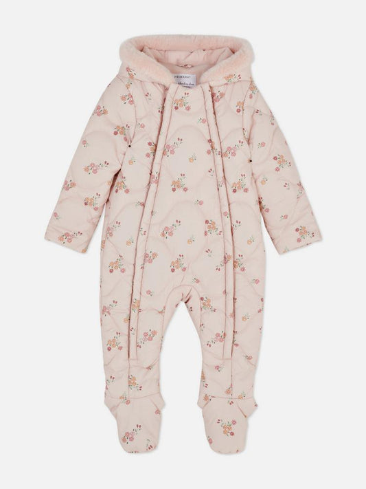 Primark Floral Zip-Up Newborn Pramsuit