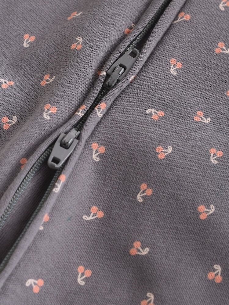 Monochrome Leopard And Cherry Print Two Way Zip Baby Sleepsuits 4 Pack (0mths-3yrs)